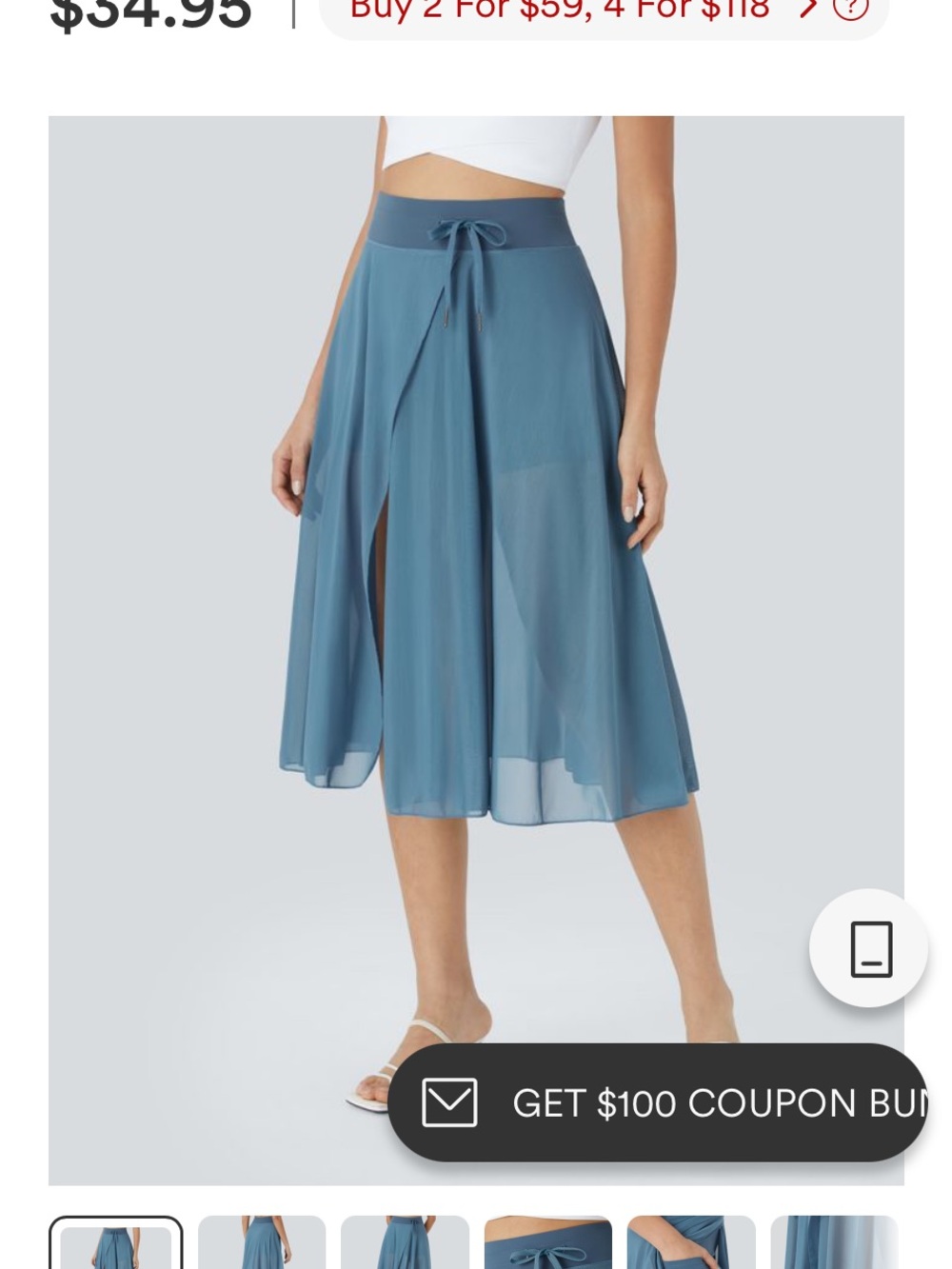 HALARA provincial Blue Wrap Midi Skirt with Tie Waist medium